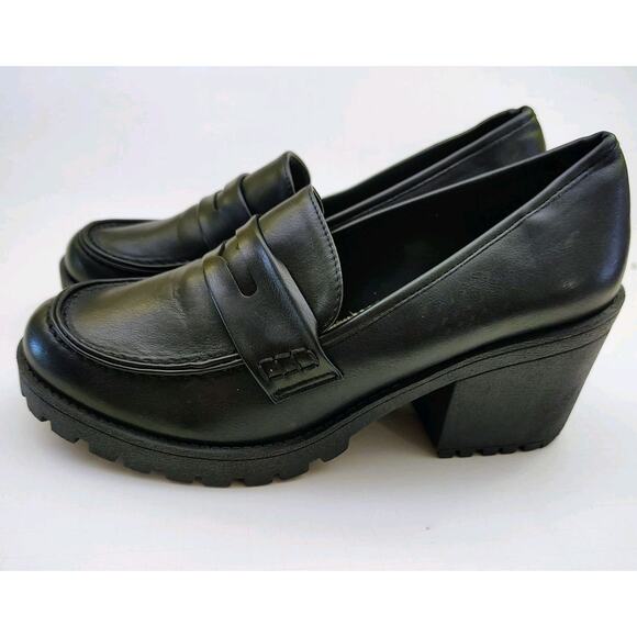 Vintage SODA Chunky Black Platform Block‎ Heels Y2K Academia Whimsygoth 11M - Picture 1 of 9